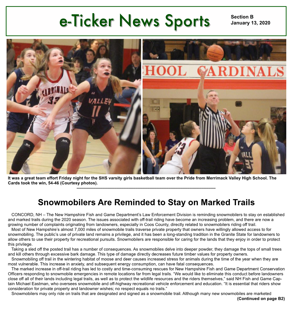 E-Ticker News Sports Section B