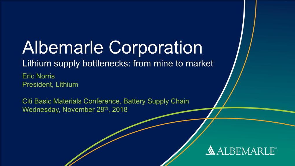 Citi Basic Materials Conference, Battery