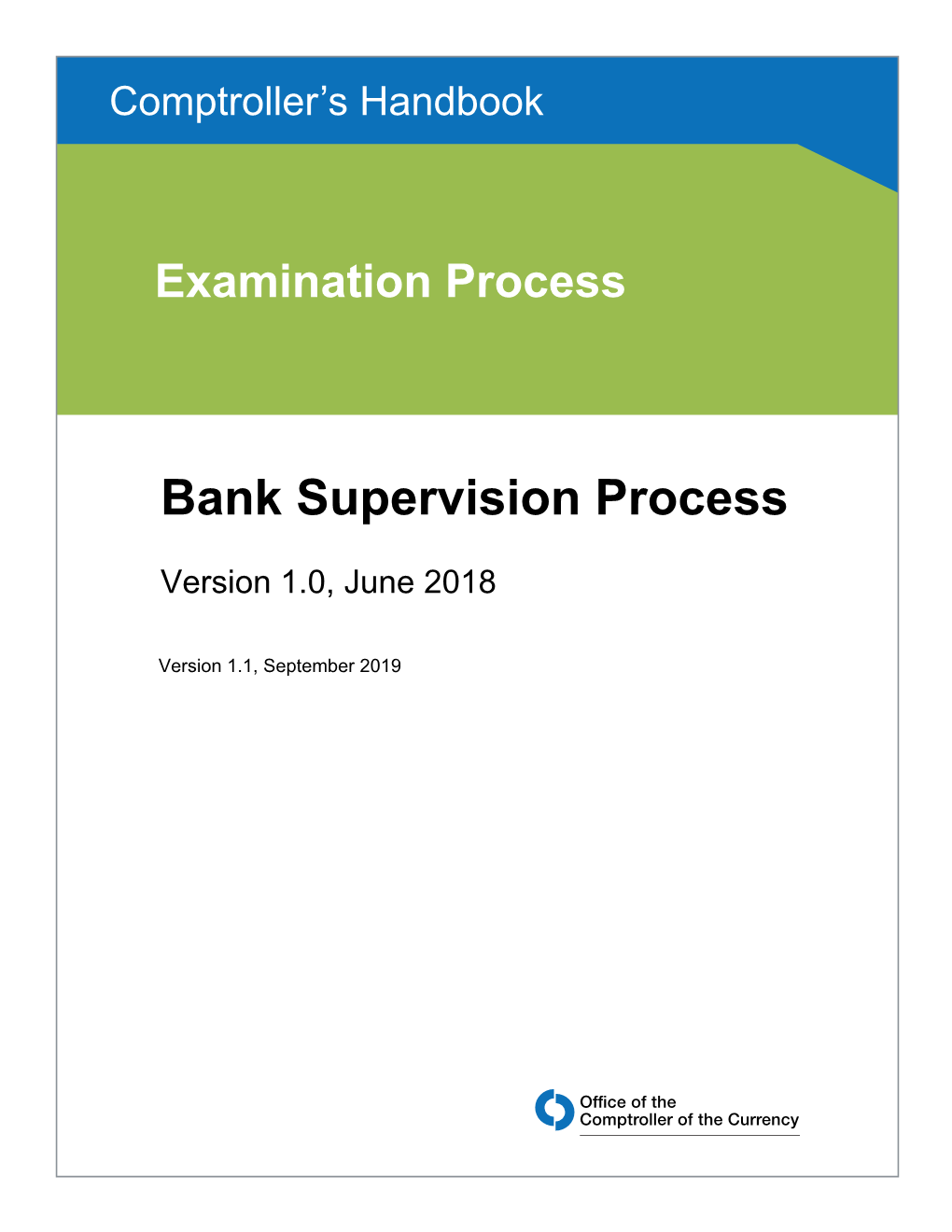 Bank Supervision Process, Comptroller's Handbook