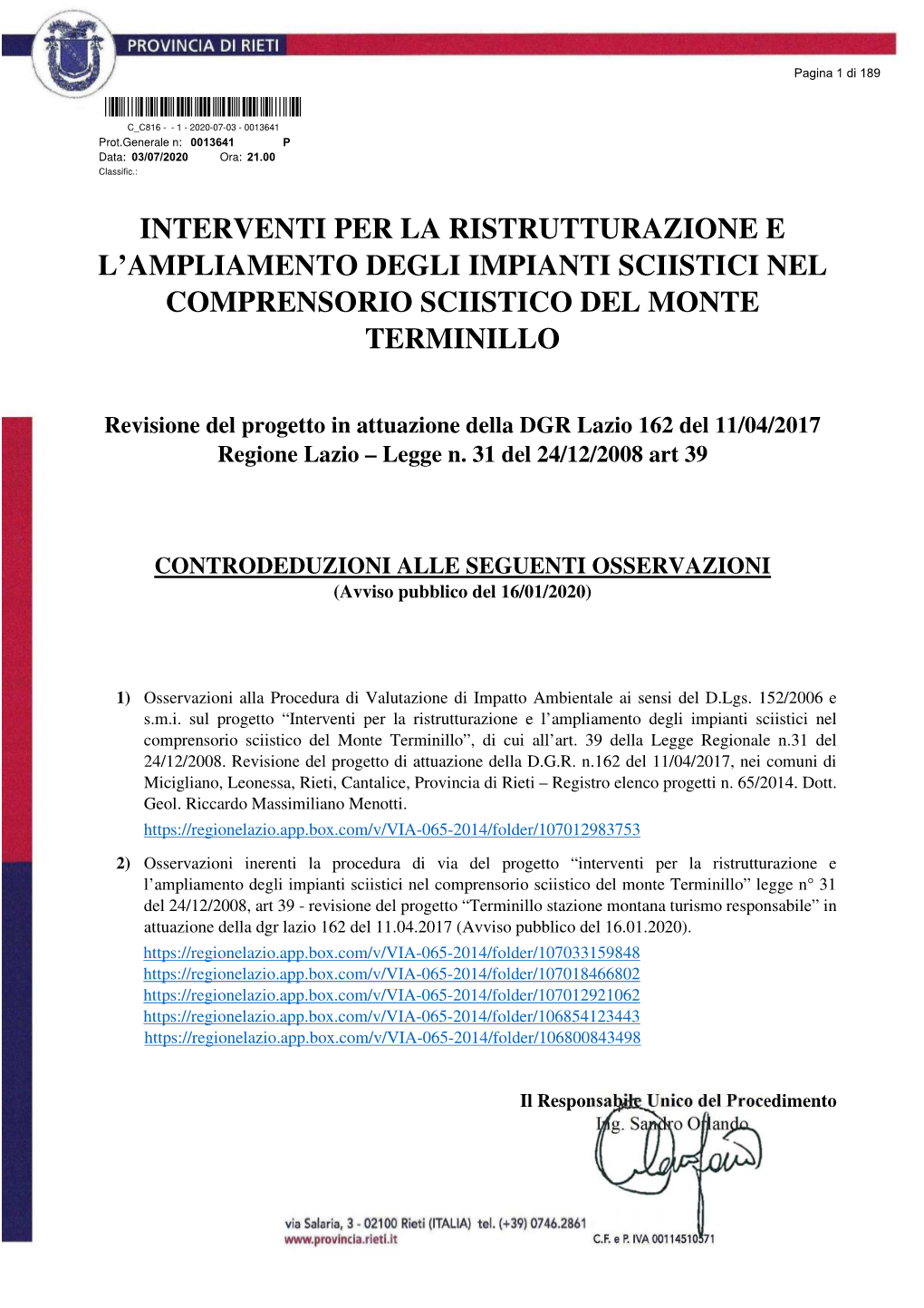 Controdeduzioni Alle Osservazioni