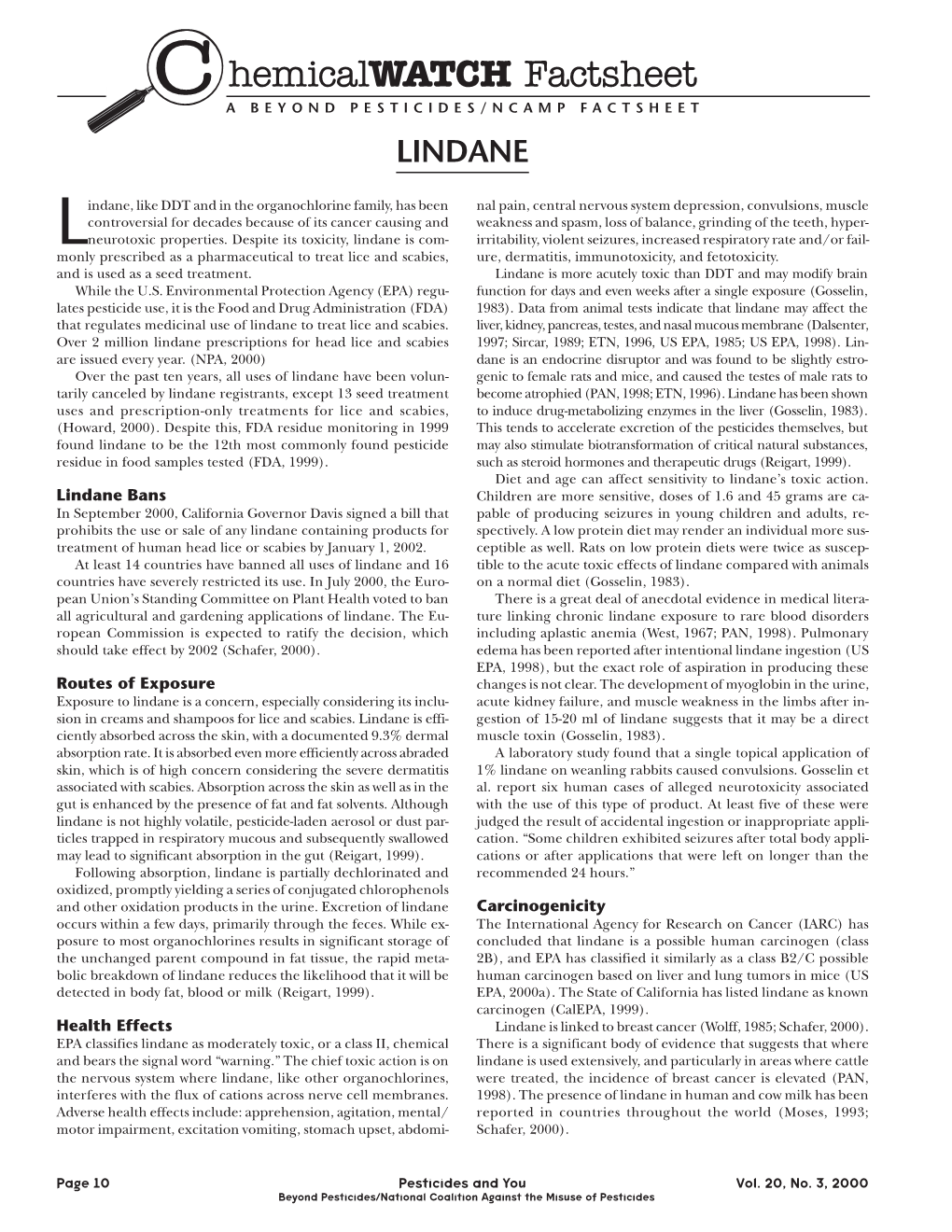 Chemicalwatch Factsheet: Lindane