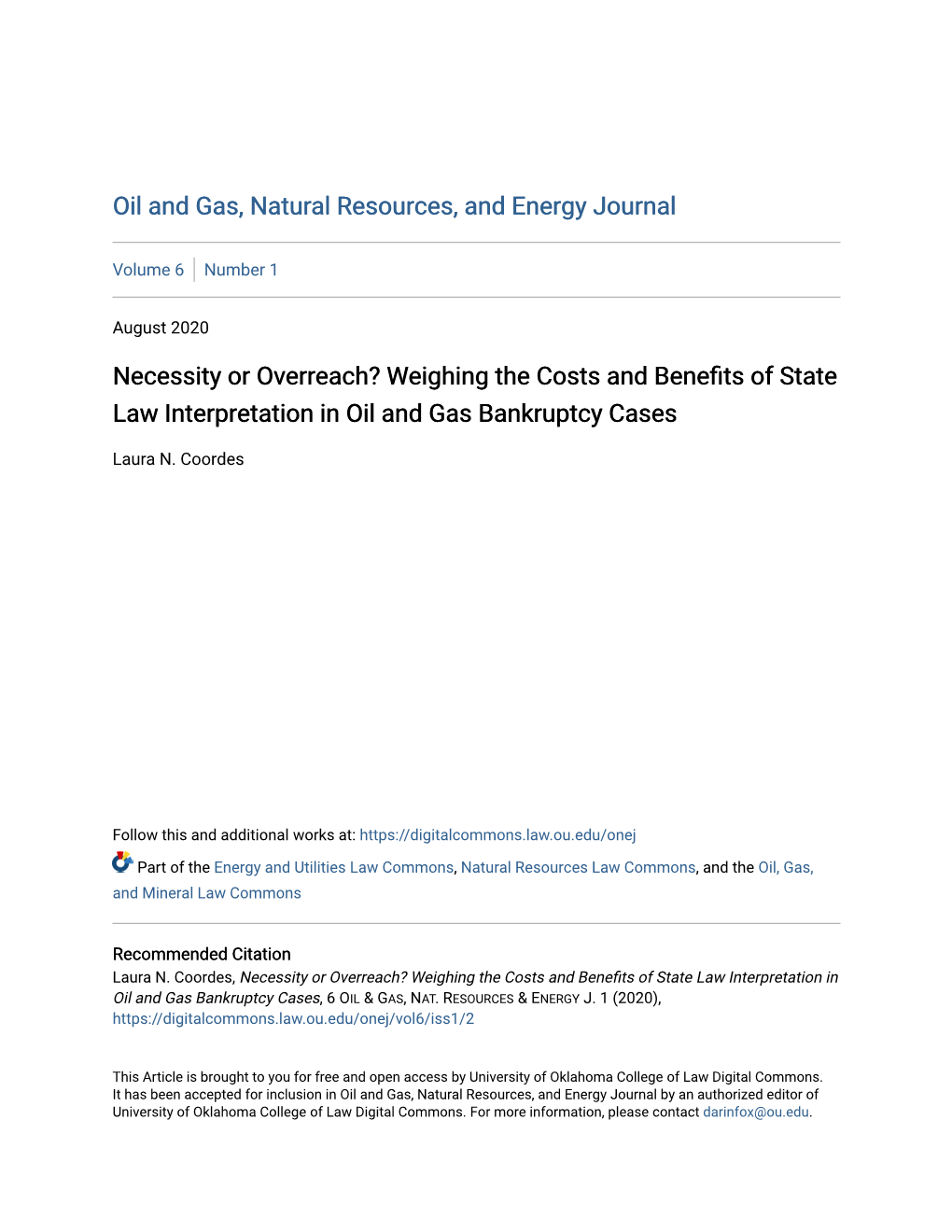 Weighing the Costs and Benefits of State Law Interpretation in Oil and Gas Bankruptcy Cases