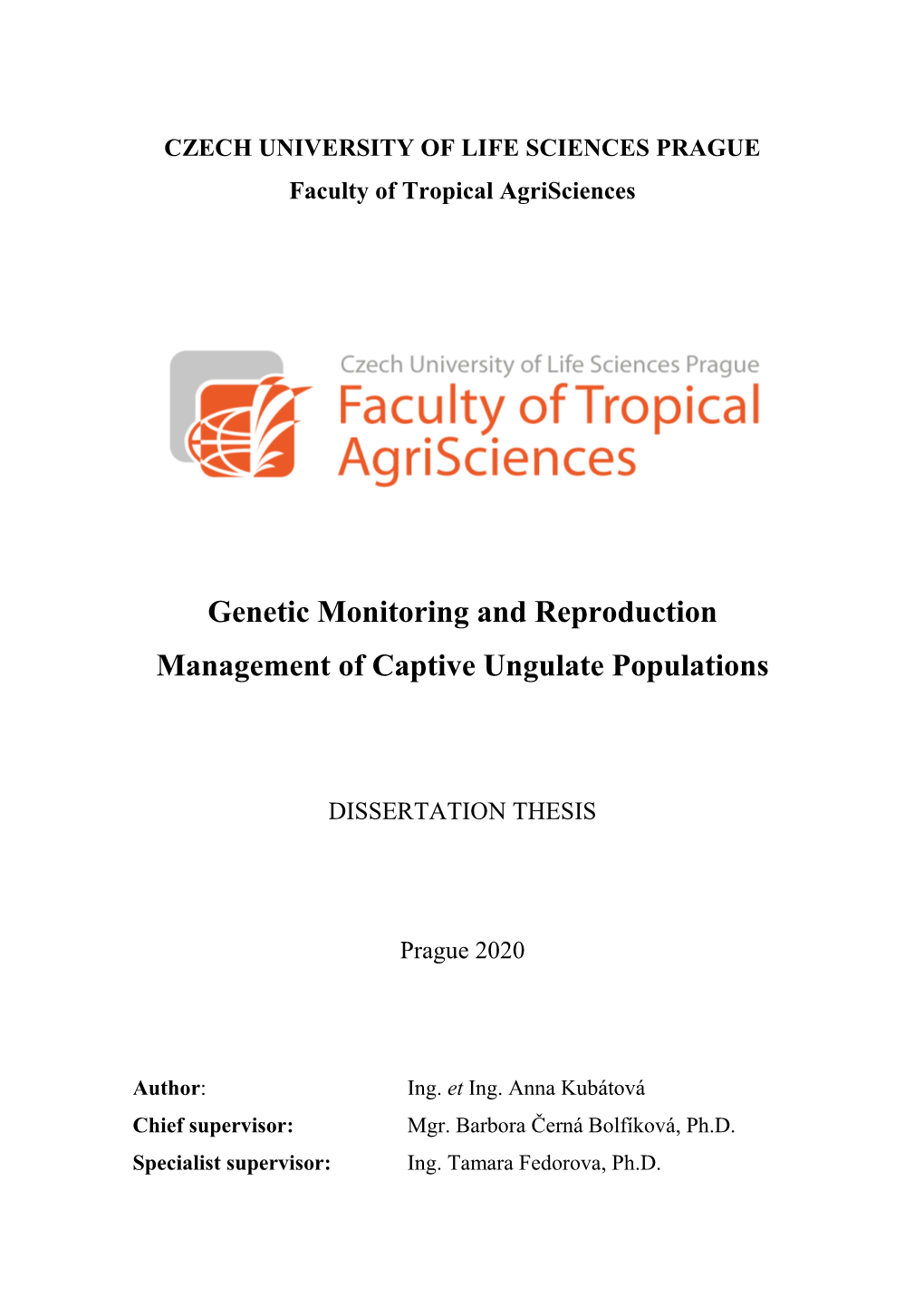 Genetic Monitoring and Reproduction Management of Captive Ungulate Populations