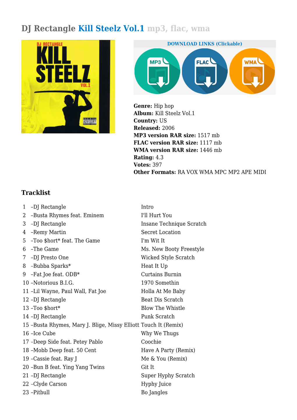 DJ Rectangle Kill Steelz Vol.1 Mp3, Flac, Wma