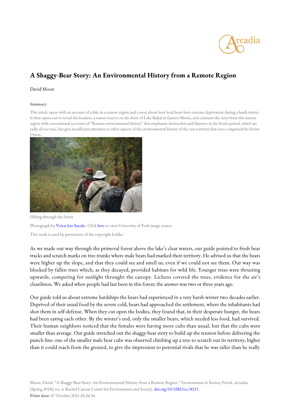 An Environmental History from a Remote Region