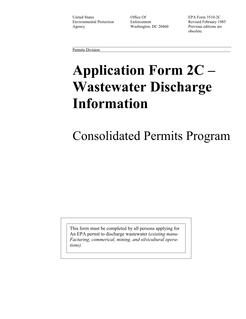 United States Office of EPA Form 3510-2C