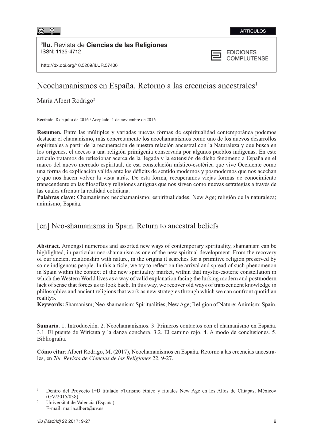 Neochamanismos En España. Retorno a Las Creencias Ancestrales1