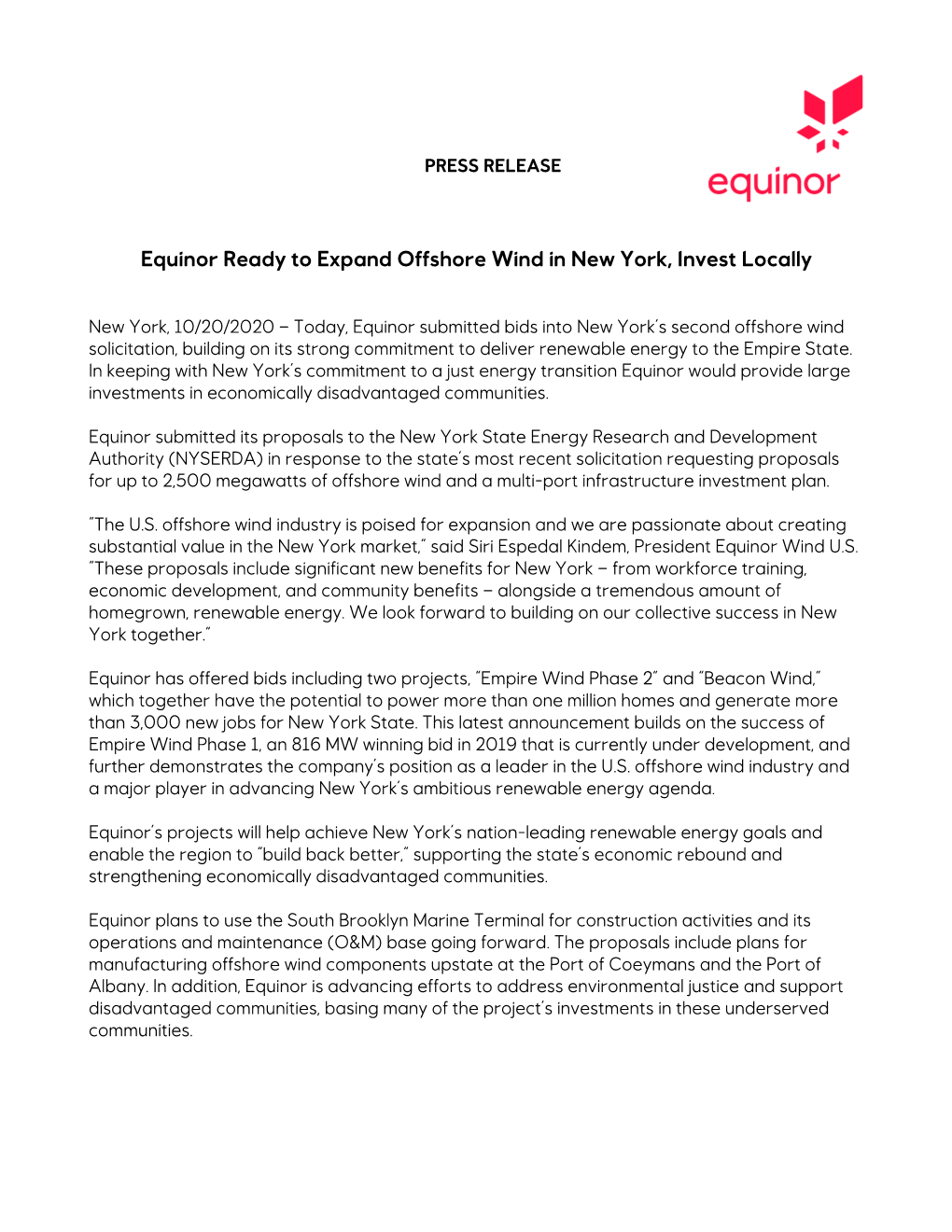 Equinor Ready to Expand Offshore Wind in New York, Invest Locally