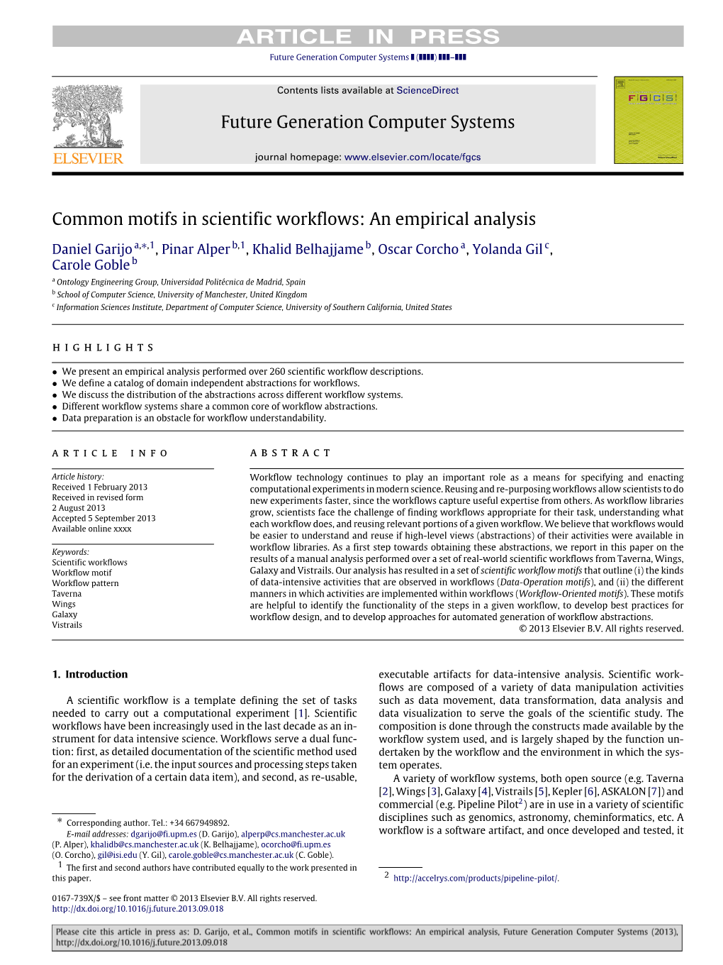 Common Motifs in Scientific Workflows: an Empirical Analysis