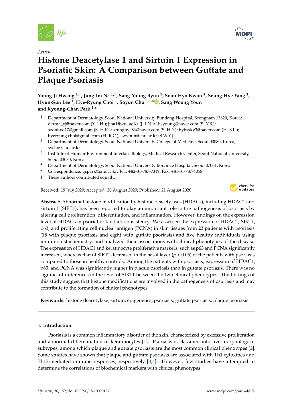 Histone Deacetylase 1 and Sirtuin 1 Expression in Psoriatic Skin: a Comparison Between Guttate and Plaque Psoriasis