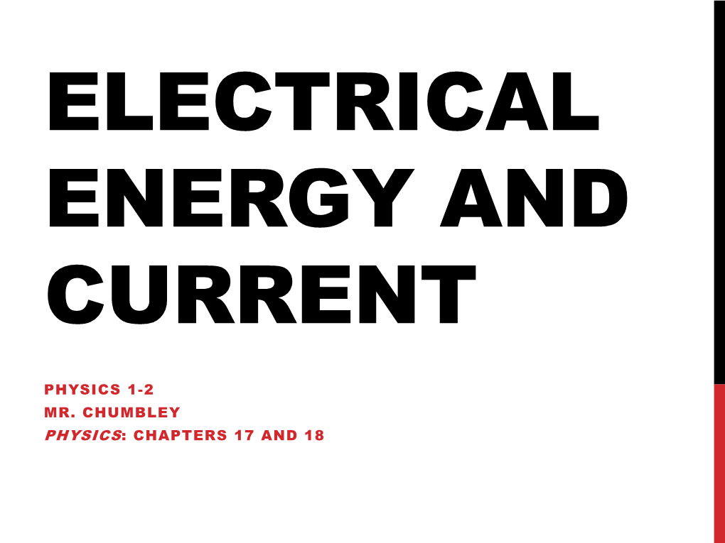 Electrical Energy and Current