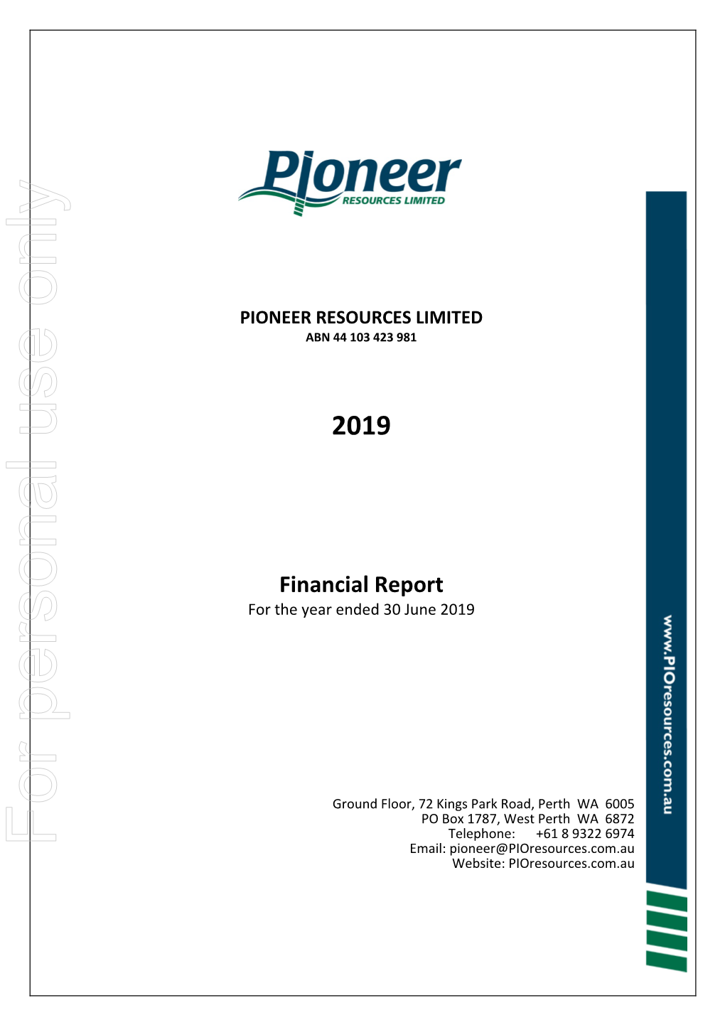 Pioneer Resources Limited Abn 44 103 423 981