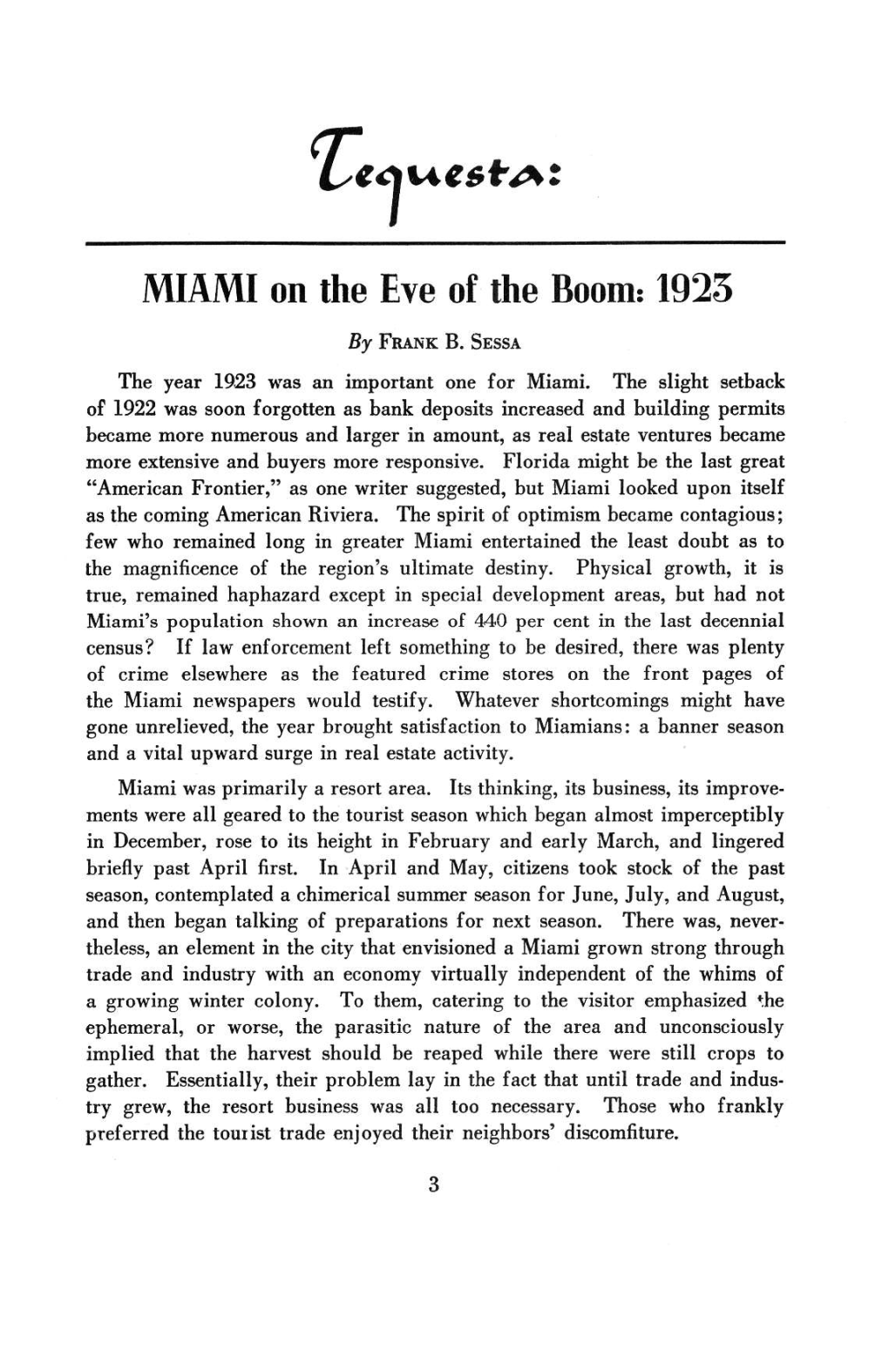 Miami on the Eve of the Boom: 1923