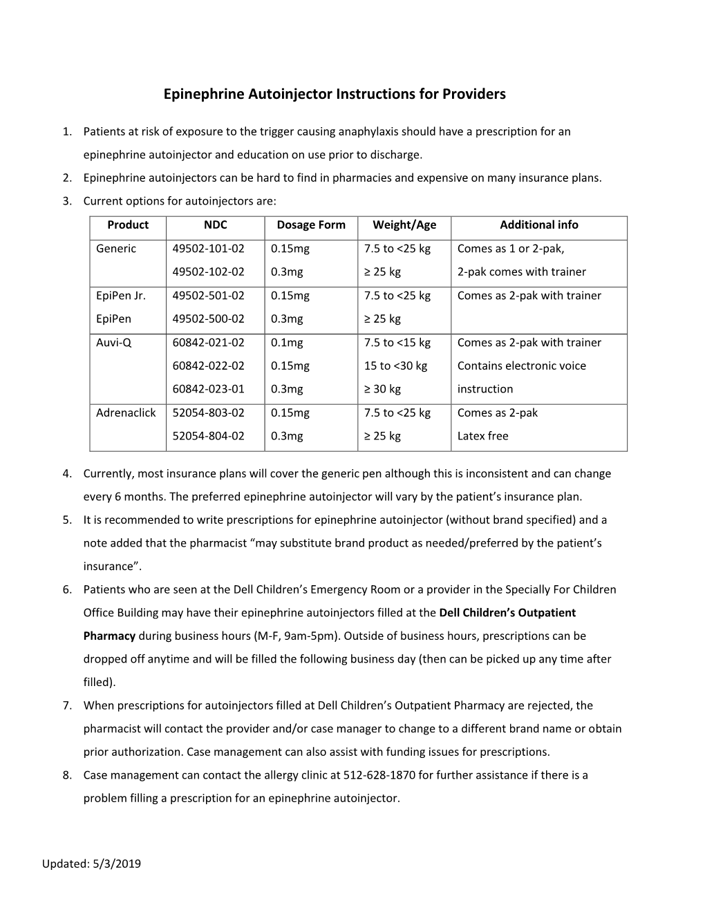 DCMC Epinephrine Auto-Injector Instructions for Providers