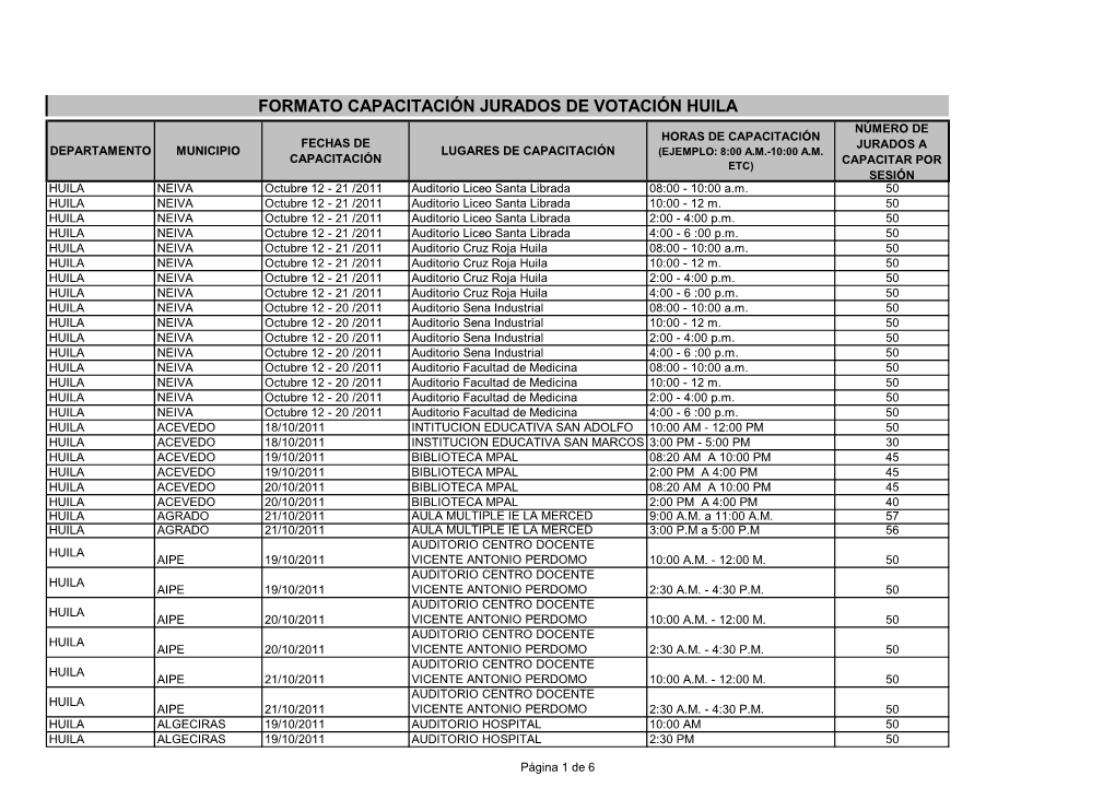 Formato Capacitación Jurados De Votación Huila