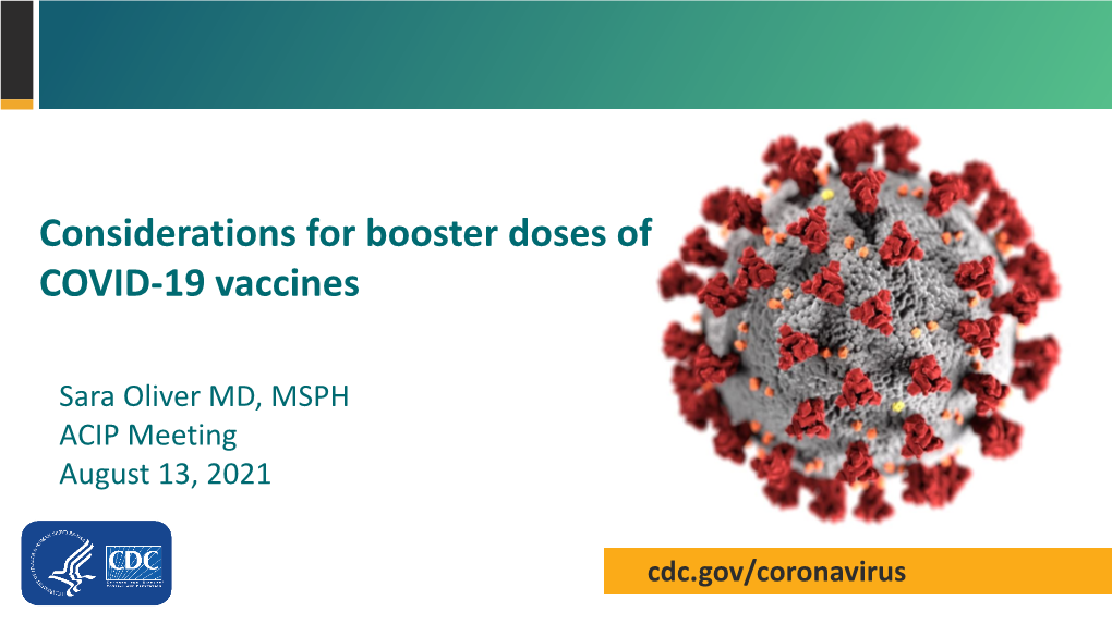 Considerations for Booster Doses of COVID-19 Vaccines Pdf Icon[34 Pages]