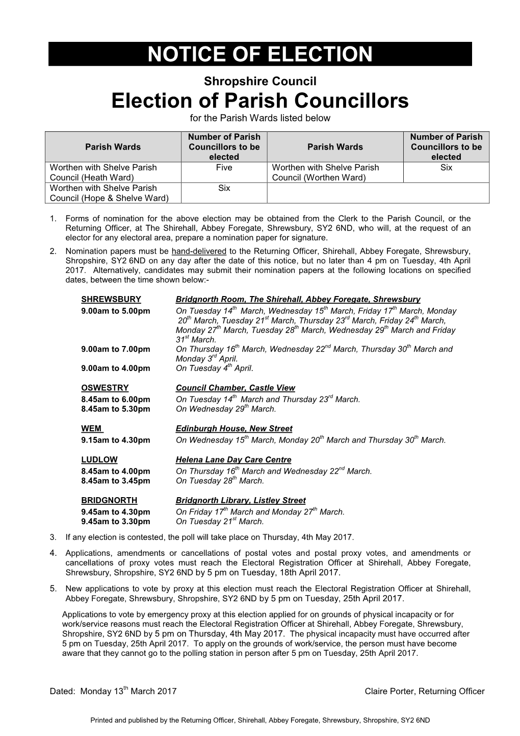 Notice of Election Double Column