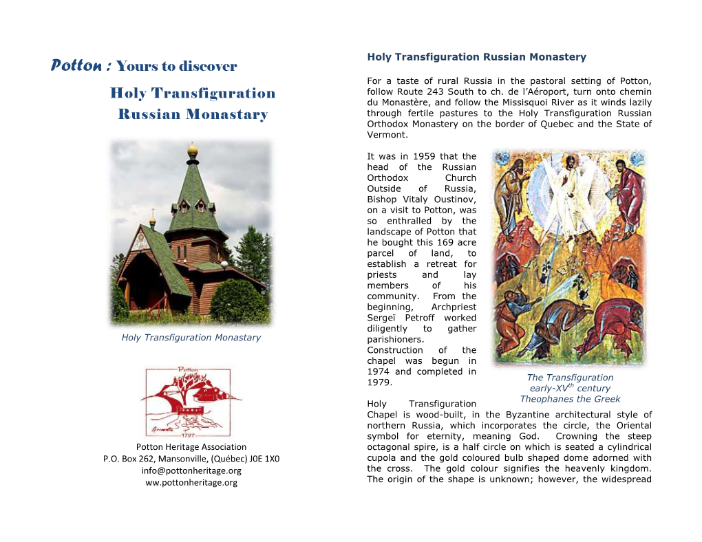 Yours to Discover Holy Transfiguration