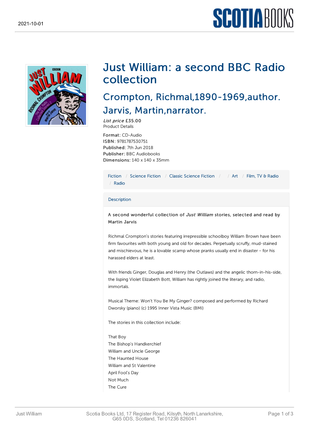Just William: a Second BBC Radio Collection Crompton, Richmal,1890-1969,Author