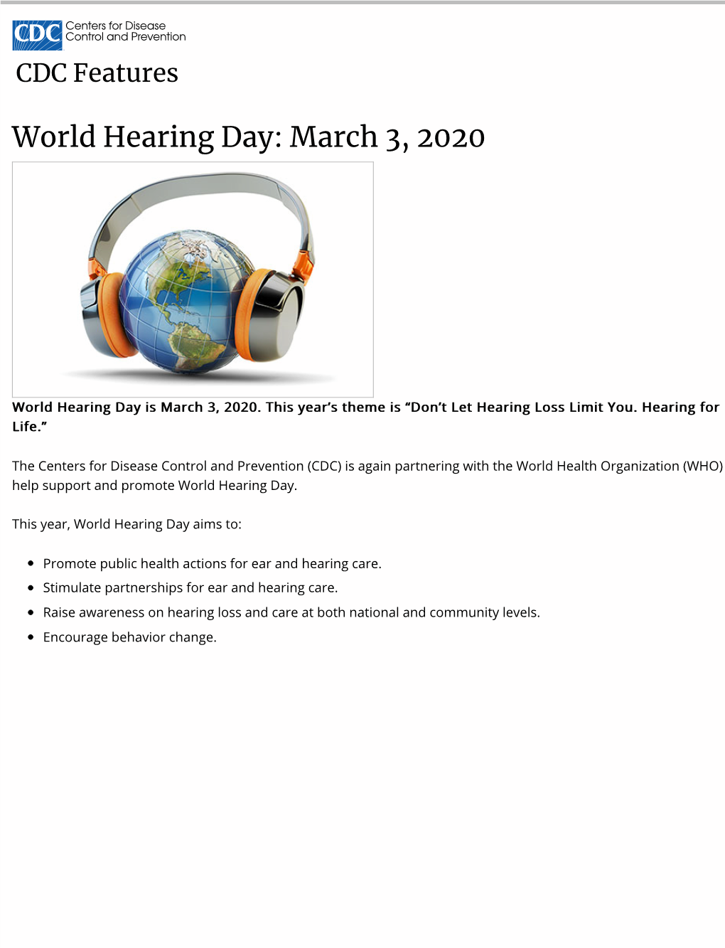 World Hearing Day: March 3, 2020