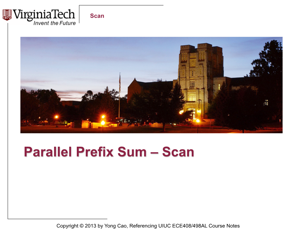 Parallel Prefix Sum – Scan