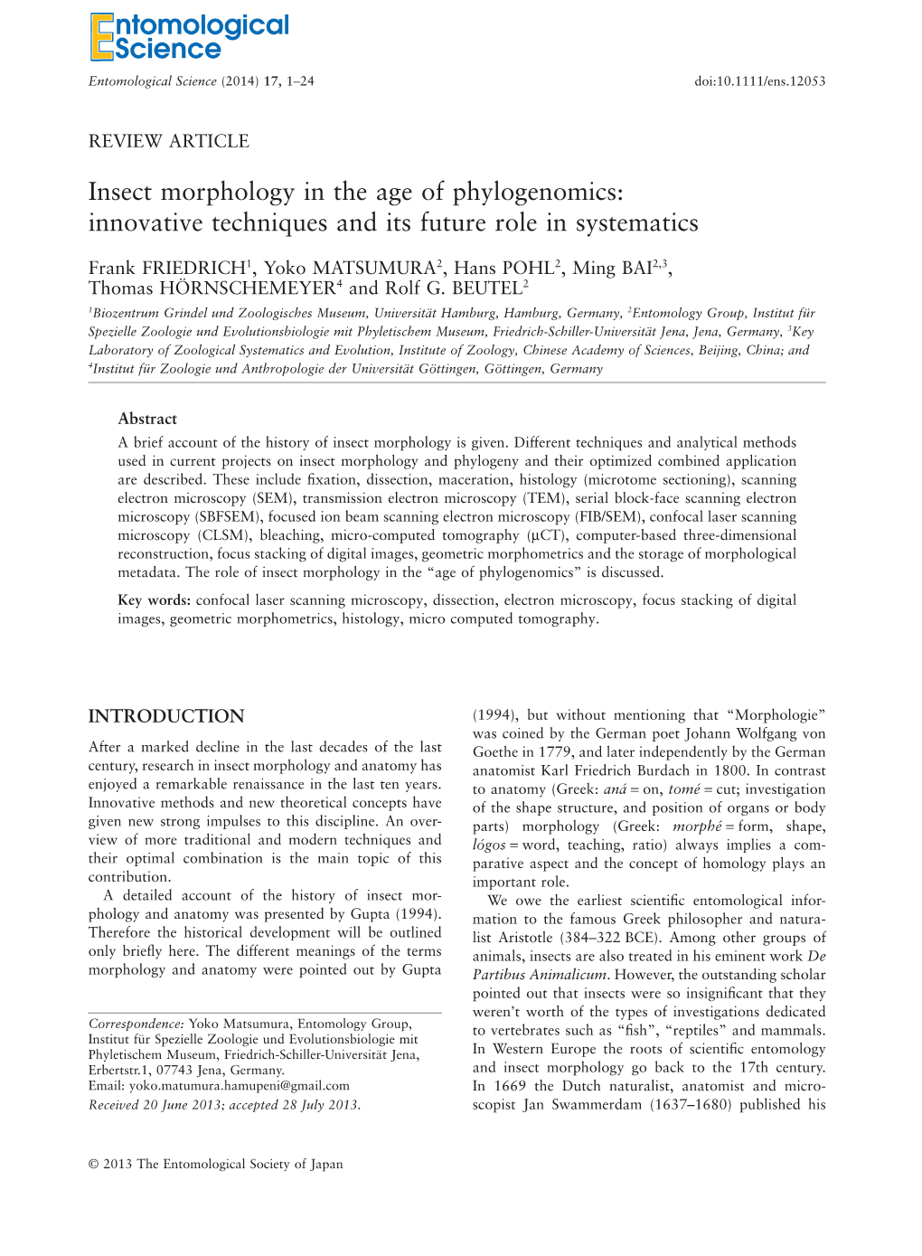 Insect Morphology in the Age of Phylogenomics: Innovative Techniques and Its Future Role in Systematics