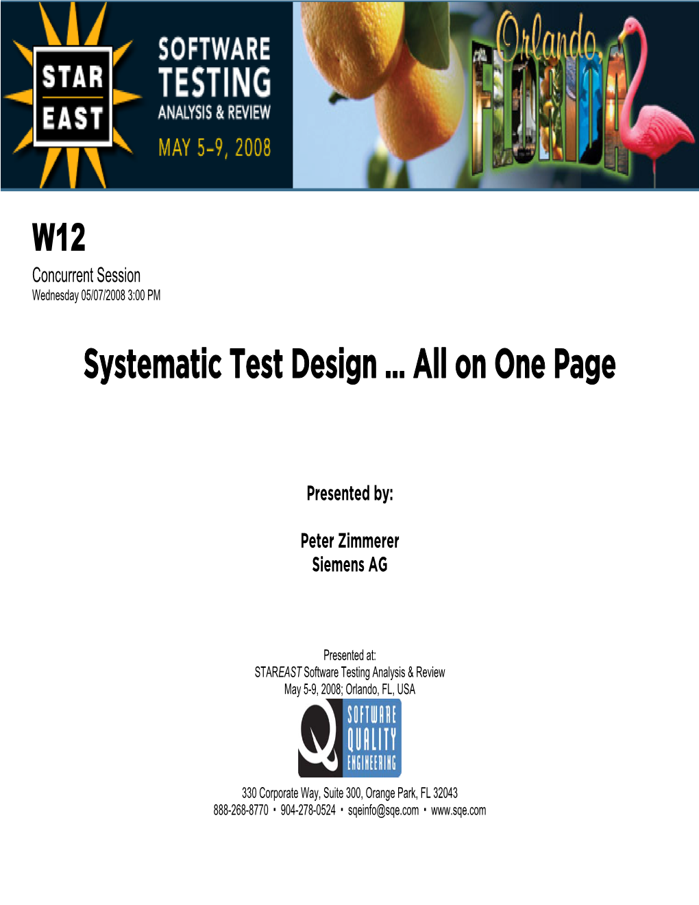 Systematic Test Design … All on One Page