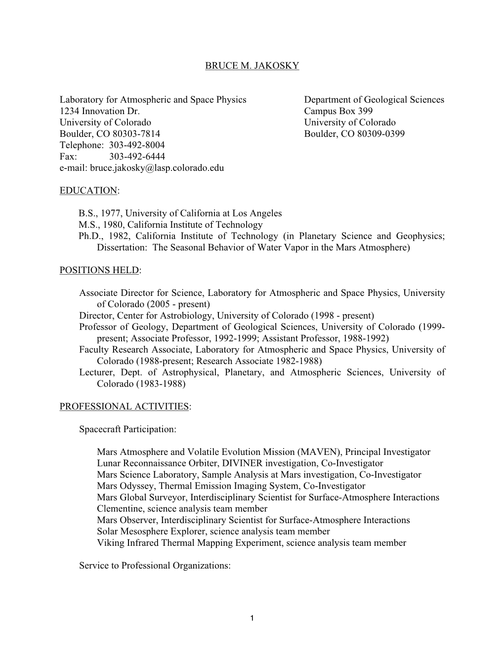 Jakosky Resume