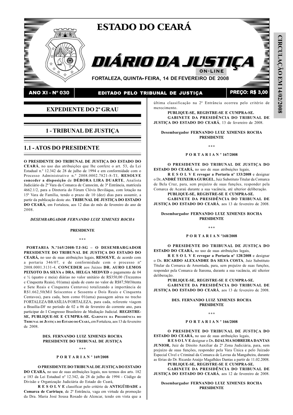 Estado Do Ceará Circulação Em 14/02/2008