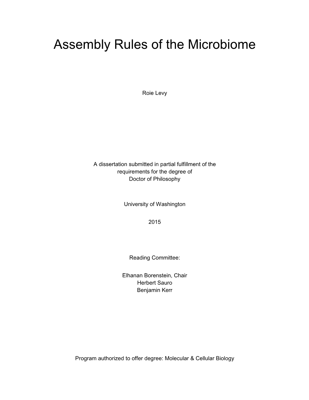 Assembly Rules of the Microbiome