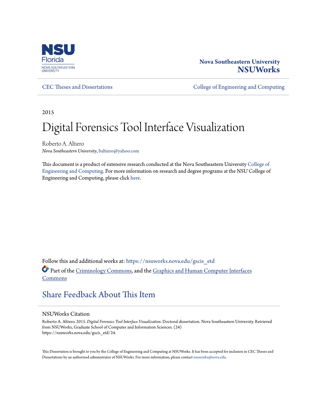 Digital Forensics Tool Interface Visualization Roberto A