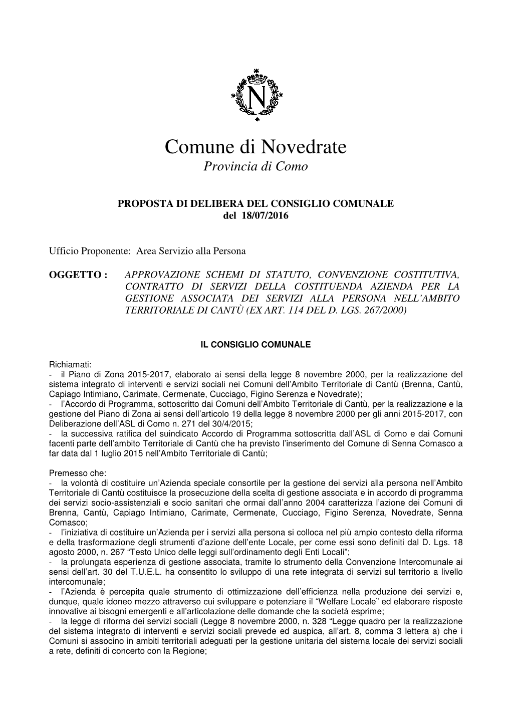 Comune Di Novedrate Provincia Di Como