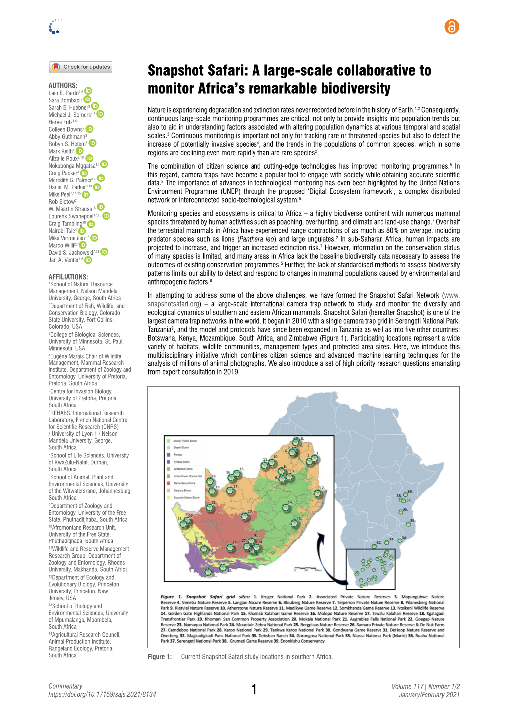 Snapshot Safari: a Large-Scale Collaborative to Monitor Africa's