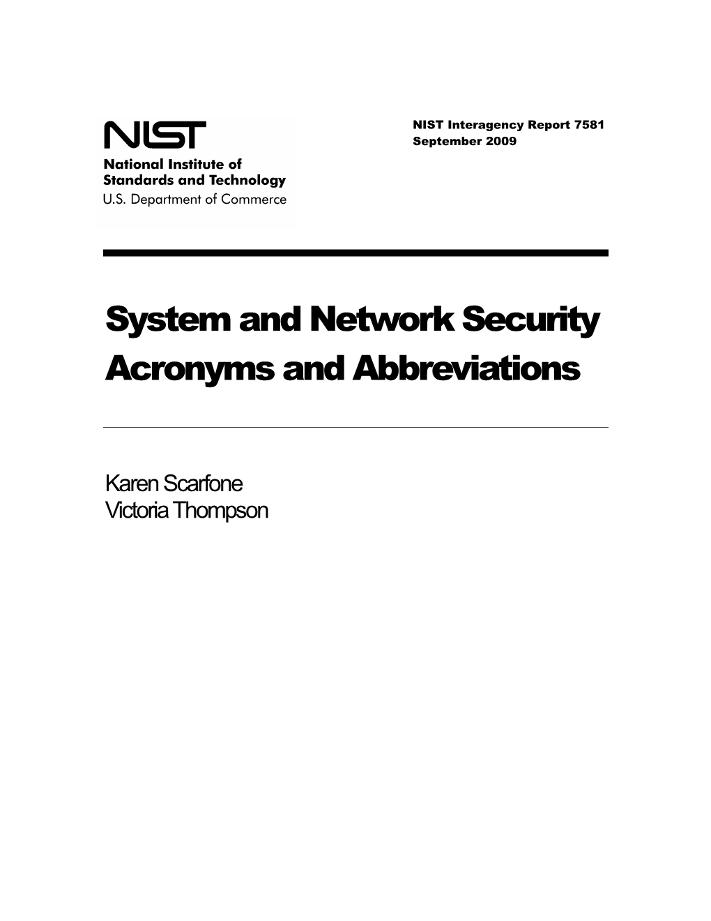 System and Network Security Acronyms and Abbreviations