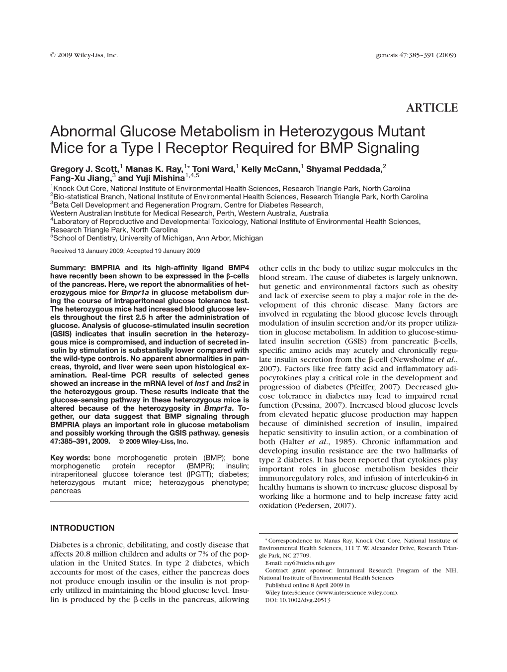 Abnormal Glucose Metabolism in Heterozygous Mutant Mice for a Type I Receptor Required for BMP Signaling