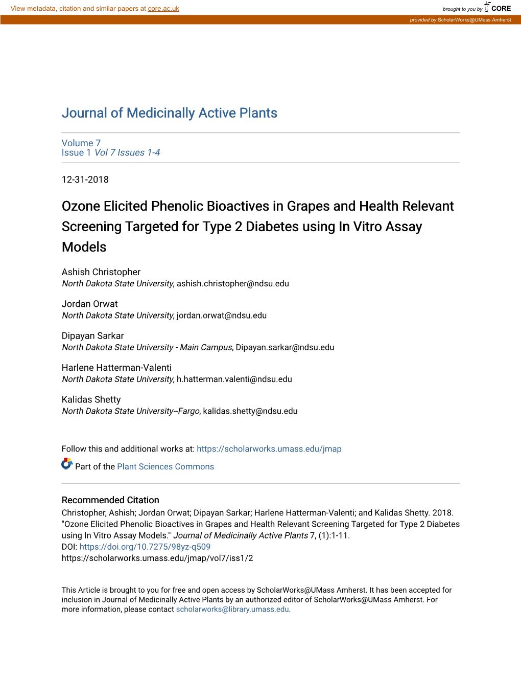 Ozone Elicited Phenolic Bioactives in Grapes and Health Relevant Screening Targeted for Type 2 Diabetes Using in Vitro Assay Models