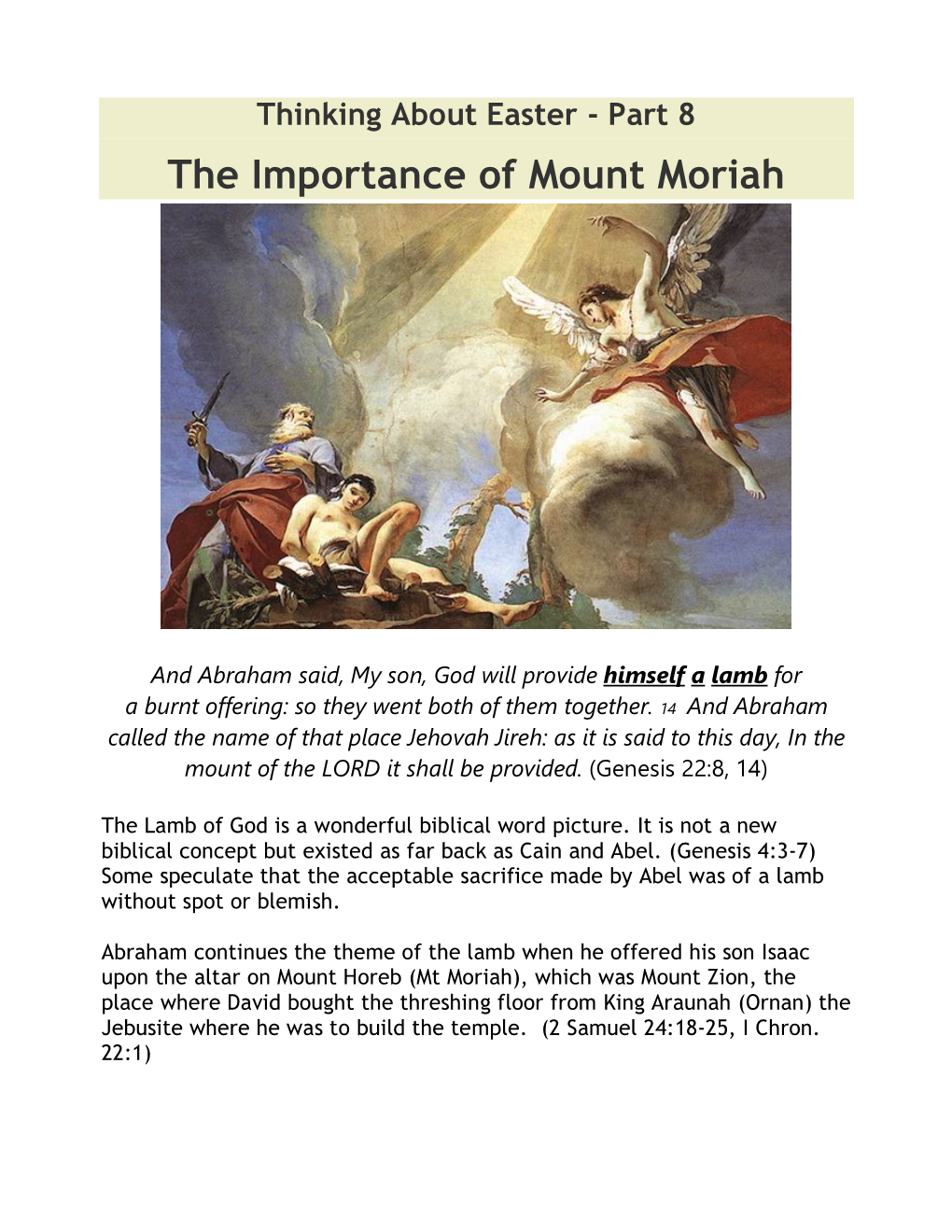 The Importance of Mount Moriah