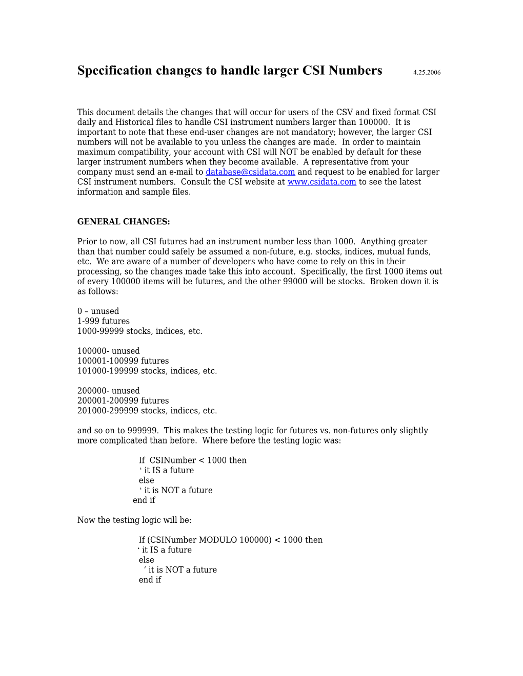 Specification Changes to Handle Larger CSI Numbers