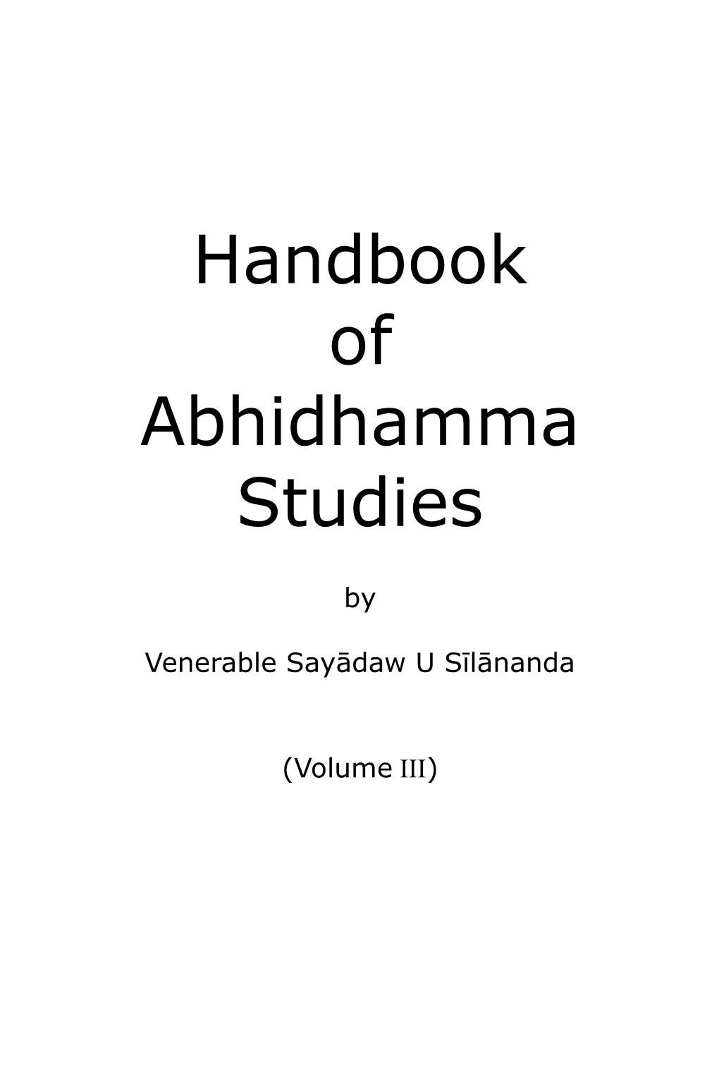Handbook of Abhidhamma Studies