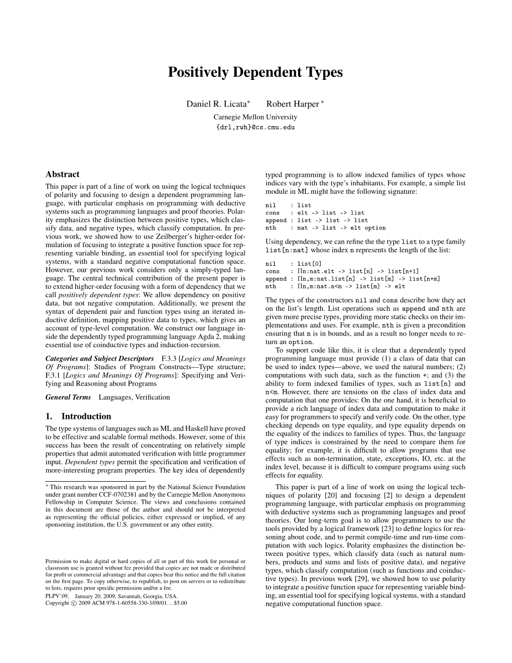 Positively Dependent Types