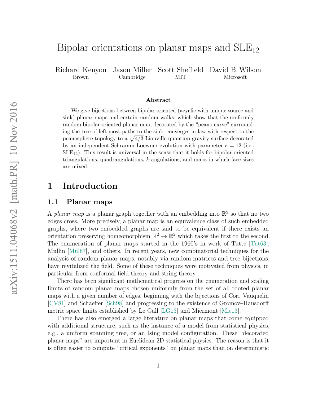 Bipolar Orientations on Planar Maps and SLE(12)