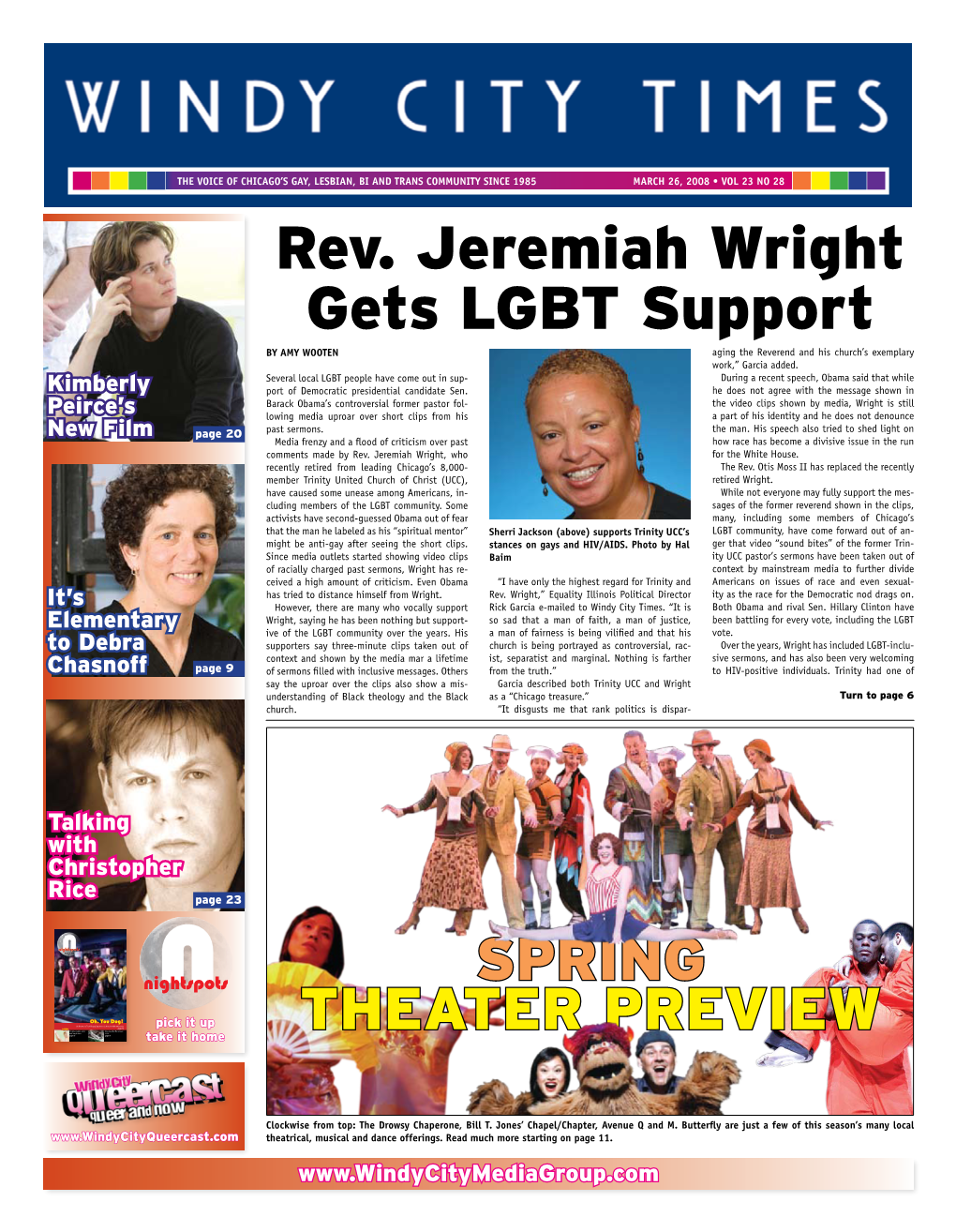 Rev. Jeremiah Wright Gets LGBT Support by AMY WOOTEN Aging the Reverend and His Church’S Exemplary Work,” Garcia Added