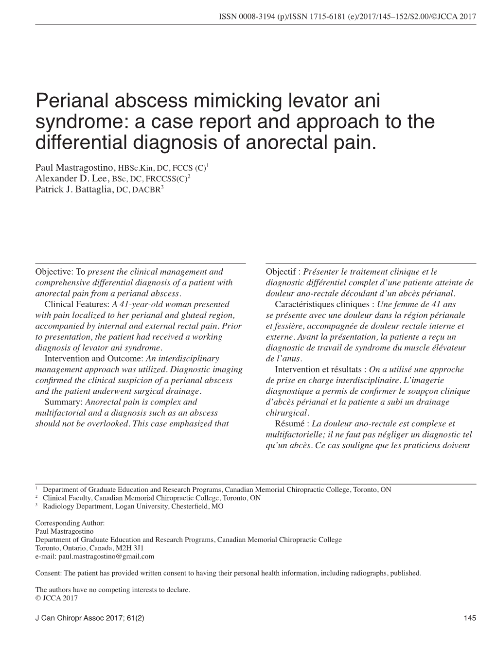 Perianal Abscess Mimicking Levator Ani Syndrome A Case Report And Approach To The Differential 2894