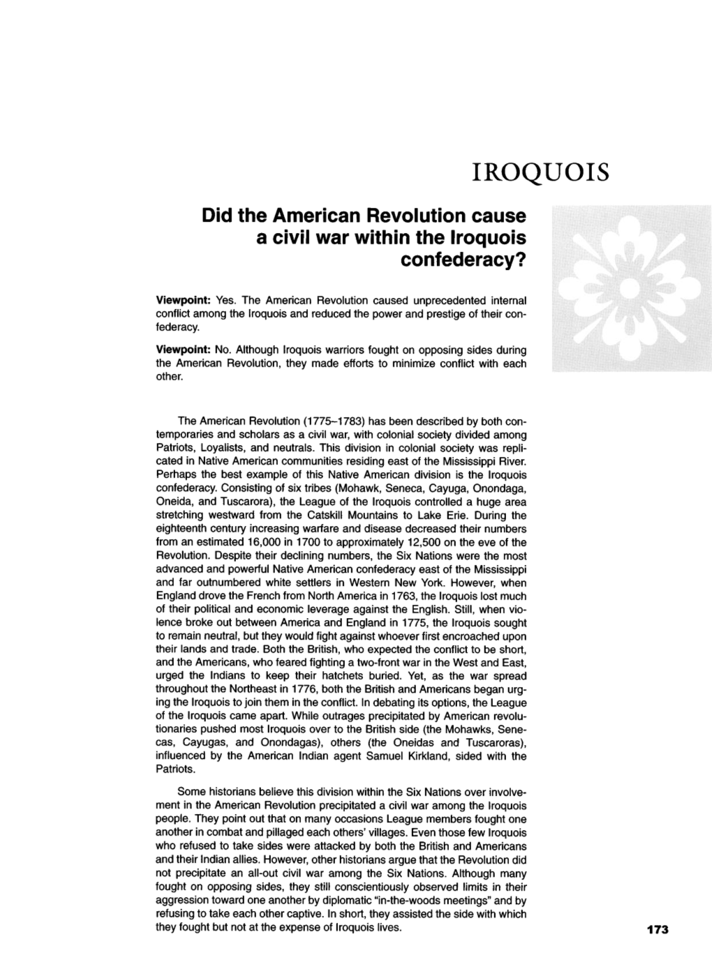 Did the American Revolution Cause a Civil War Within the Iroquois Confederacy?