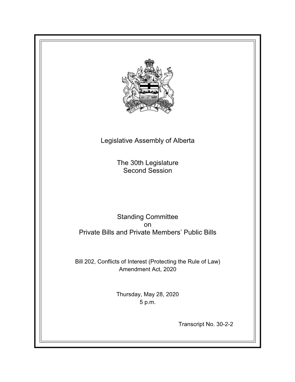 Legislative Assembly of Alberta the 30Th Legislature Second Session