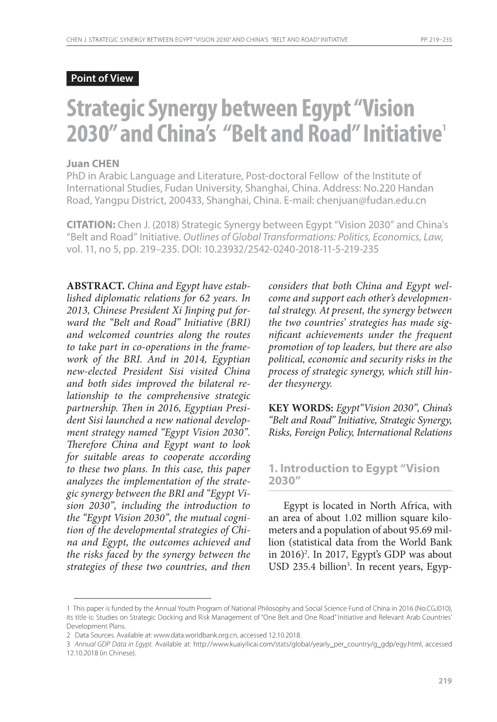 And China's “Belt and Road” Initiative