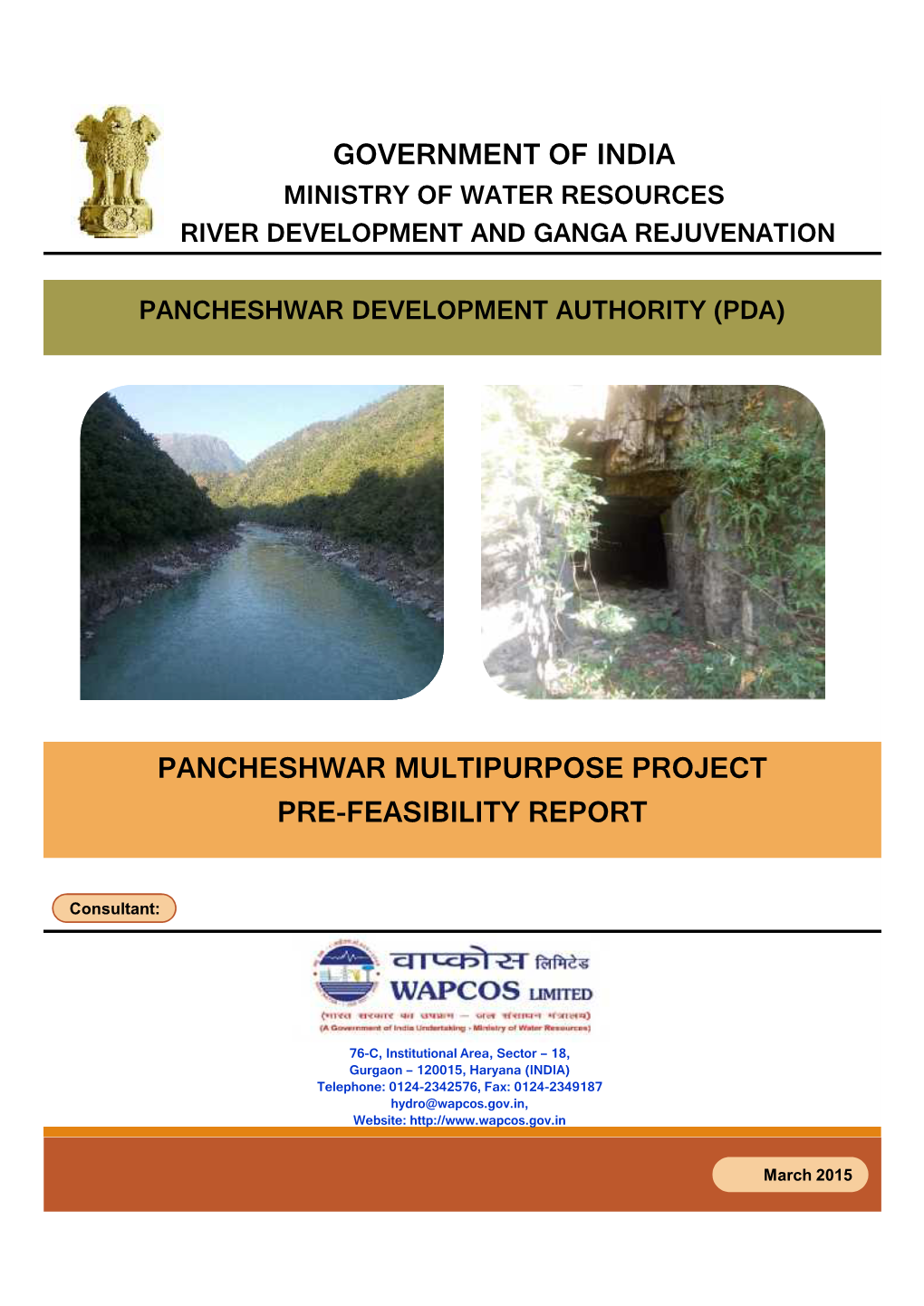 Government of India Pancheshwar Multipurpose Project Pre-Feasibility Report