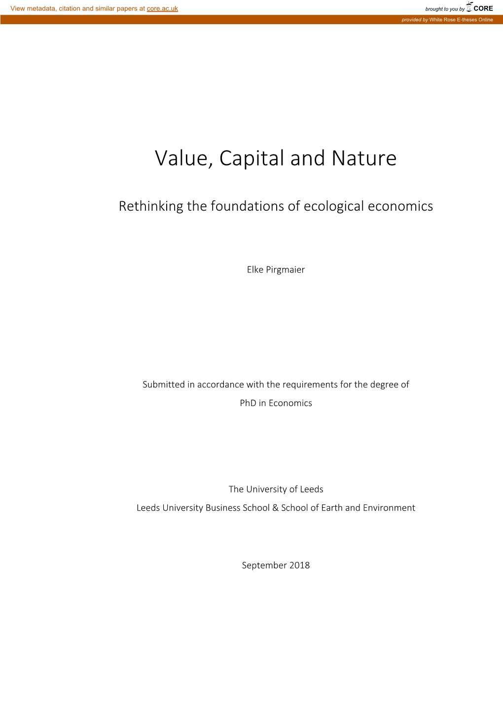 Value, Capital and Nature