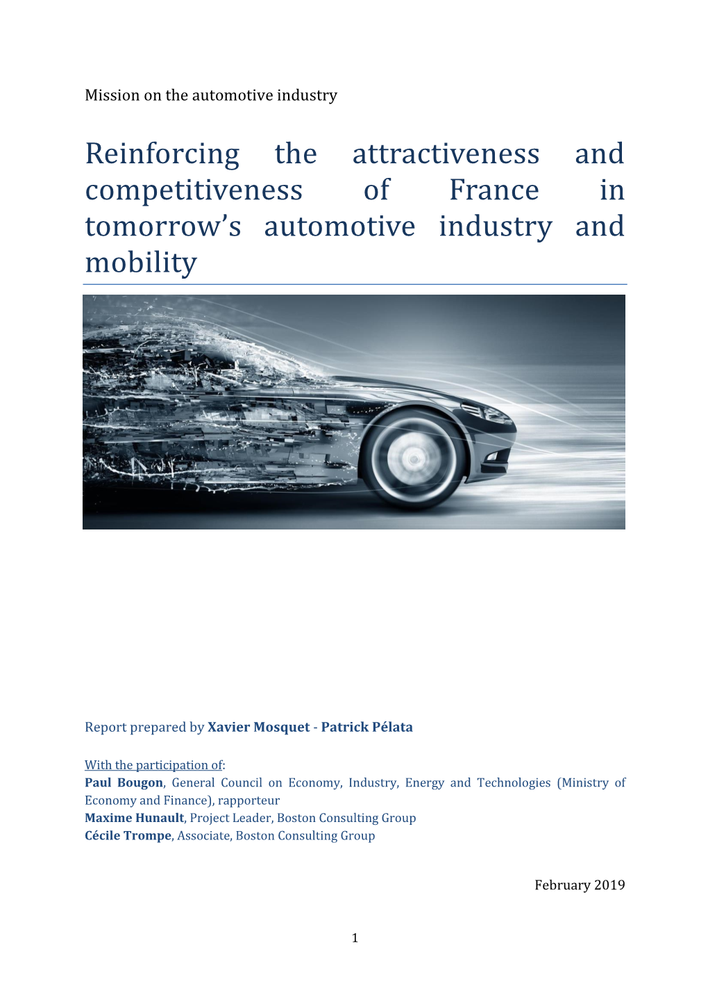 Reinforcing the Attractiveness and Competitiveness of France in Tomorrow’S Automotive Industry and Mobility