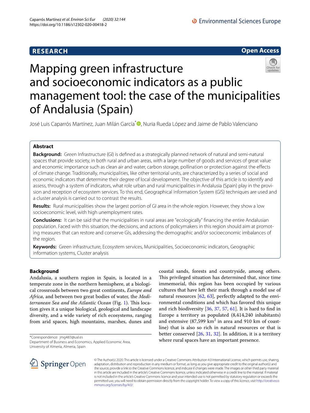 Mapping Green Infrastructure and Socioeconomic Indicators As A